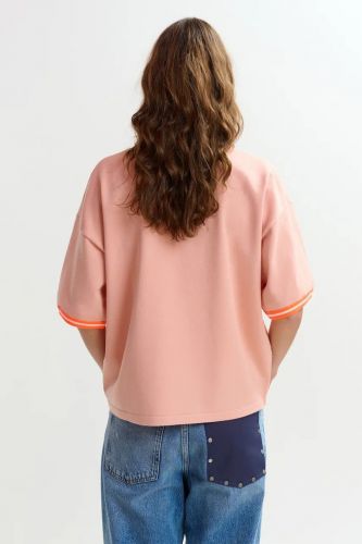 T-shirt rose aux bords oranges contrastés ESSENTIEL ANTWERP | Marine