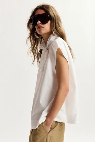 Essentiel Antwerp blouse Blanc femmes (Top nouette coton blanc - JALAYSIA blanc) - Marine | Much more than shoes