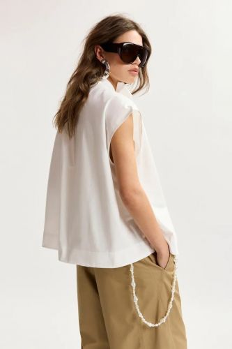 Essentiel Antwerp blouse Blanc femmes (Top nouette coton blanc - JALAYSIA blanc) - Marine | Much more than shoes