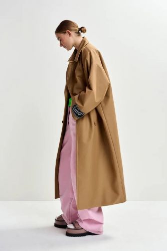 Essentiel Antwerp manteau Camel femmes (trench oversize camel doublure fluo - JOSJE camel foncé) - Marine | Much more than shoes