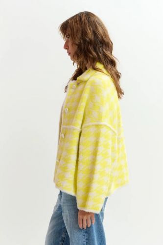 Essentiel Antwerp veste Jaune femmes (veste cool pied de poule fluffy - JOKING jaune/ecru) - Marine | Much more than shoes
