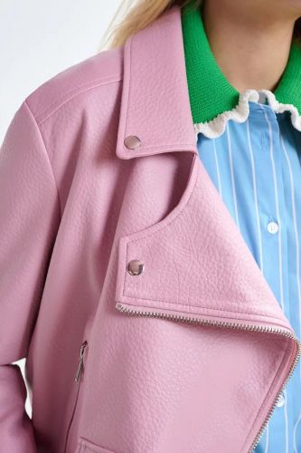 Veste de motard en éco cuir rose clair ESSENTIEL ANTWERP | Marine