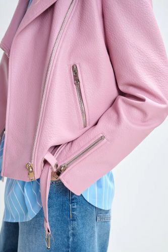 Veste de motard en éco cuir rose clair ESSENTIEL ANTWERP | Marine