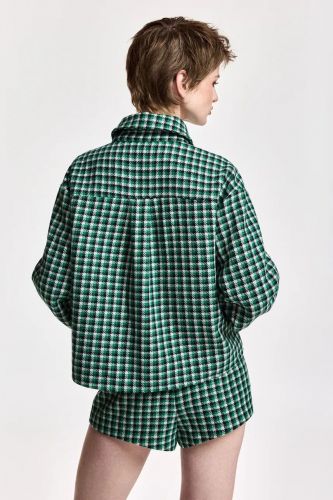 Veste surchemise à carreaux en laine verte ESSENTIEL ANTWERP | Marine