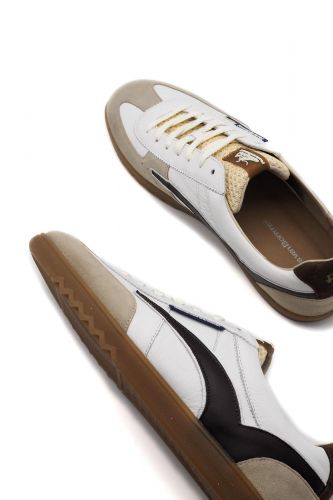 Floris Van Bommel Homme basket bas Blanc hommes (semelle fine cuir blanc V côté marron - 10224-60-09 blanc 