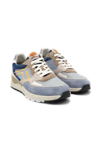 Baskets bleu et logo détouré orange FLORIS VAN BOMMEL | Marine