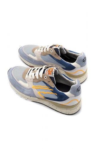 Baskets bleu et logo détouré orange FLORIS VAN BOMMEL | Marine