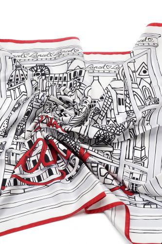 Lancel foulard Blanc/rouge