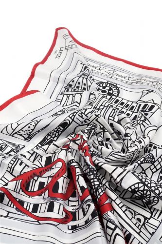Foulard blanc et rouge esprit Maison LANCEL édition limitée 150 ans | Marine