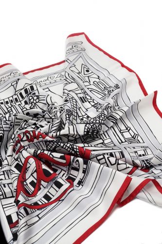 Foulard blanc et rouge esprit Maison LANCEL édition limitée 150 ans | Marine