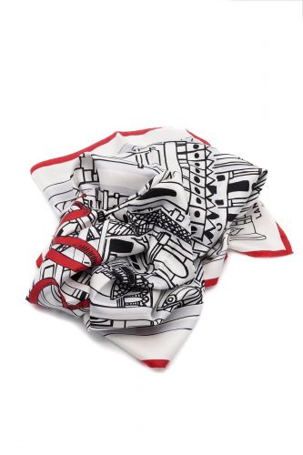 Foulard blanc et rouge esprit Maison LANCEL édition limitée 150 ans | Marine