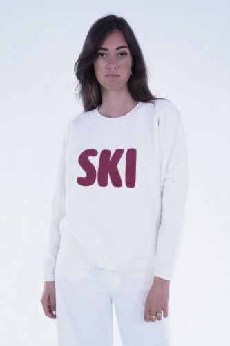 Sweat crème avec broderie SKI bleu roi FRENCH DISORDER | Marine