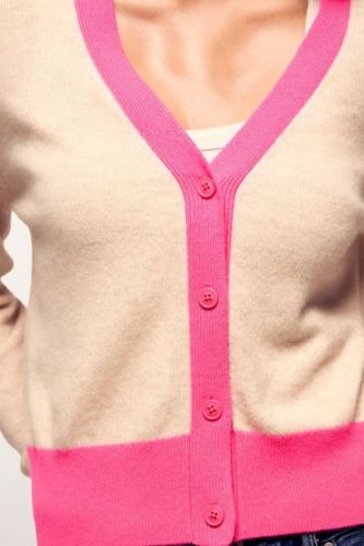 Pull court beige et détails roses FROM FUTURE | MARINE Auvelais