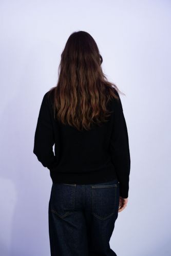 Pull noir petit coeur rouge FROM FUTURE | Marine