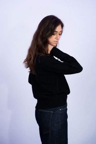 Pull noir petit coeur rouge FROM FUTURE | Marine