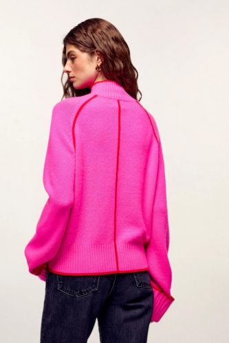 Pull rose et rouge col montante FROM FUTURE | MARINE Auvelais
