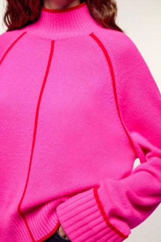 Pull rose et rouge col montante FROM FUTURE | MARINE Auvelais