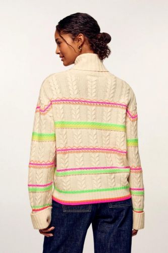 Pull col roulé beige et fluo FROM FUTURE | Marine Auvelais 