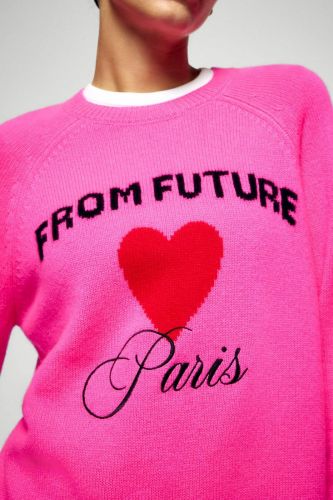 Pull rose avec broderie coeur sur le devant FROM FUTURE | Marine