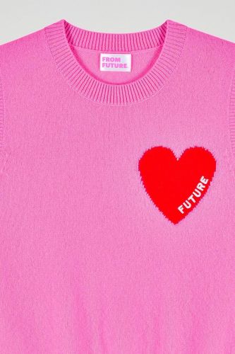 Débardeur rose avec petit cœur rouge brodé avec l'inscription « FUTURE » sur la poitrine FROM FUTURE | Marine