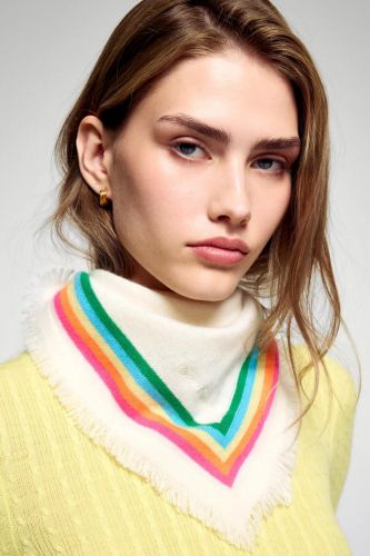 Foulard écru à bords rainbow FROM FUTURE | Marine