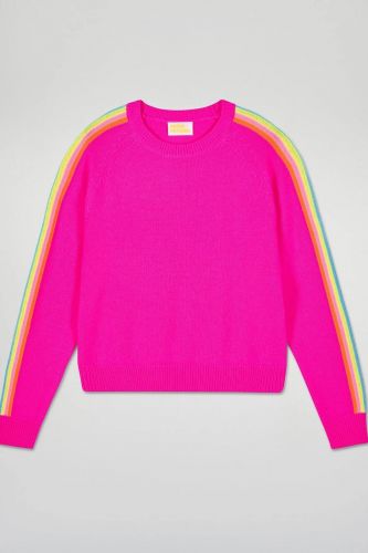 Pull fuschia avec manches à lignes multicolores FROM FUTURE | Marine