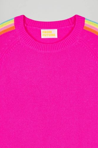 Pull fuschia avec manches à lignes multicolores FROM FUTURE | Marine
