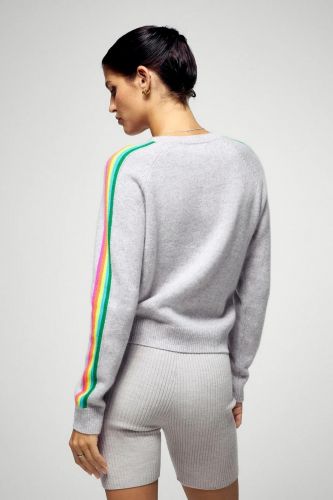 Pull court en cachemire gris et manches multicolores FROM FUTURE | Marine