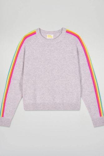 Pull court en cachemire gris et manches multicolores FROM FUTURE | Marine