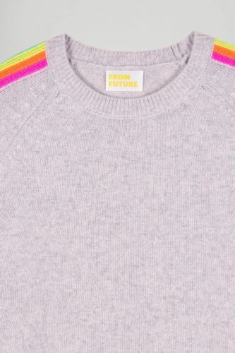 Pull court en cachemire gris et manches multicolores FROM FUTURE | Marine