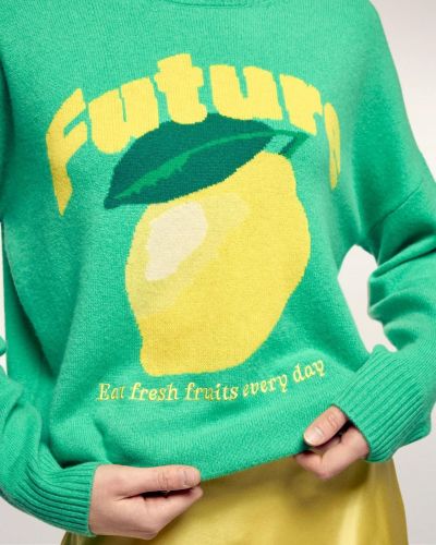 From Future pull Vert femmes (pull col rond citron - 2602WPR03736W-6090) - Marine | Much more than shoes