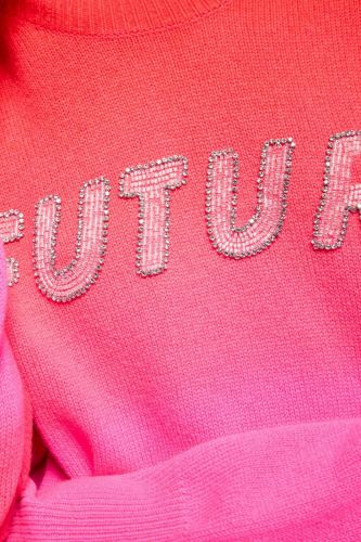 Pull tie and dye rose orangé avec FUTURE brodé en perles FROM FUTURE | Marine