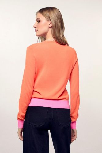 Pull court orange à bords contrastés rose FROM FUTURE | Marine