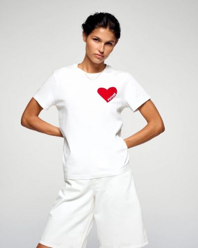 From Future tee-Shirt Blanc femmes (t-shirt col rond coeur blanc - PERMWTS00829W-9001) - Marine | Much more than shoes