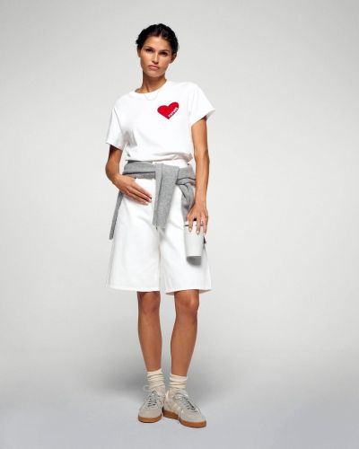 From Future tee-Shirt Blanc femmes (t-shirt col rond coeur blanc - PERMWTS00829W-9001) - Marine | Much more than shoes