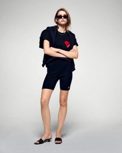 From Future tee-Shirt Noir femmes (t-shirt col rond coeur noir - PERMWTS00829W-1000) - Marine | Much more than shoes