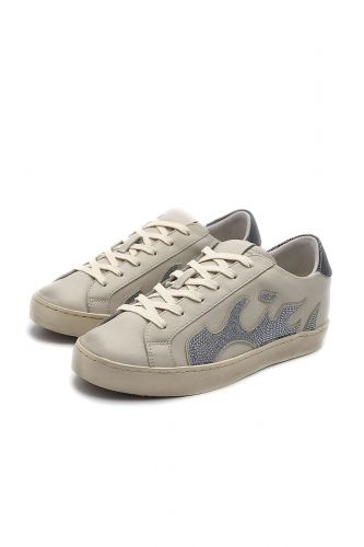 Baskets en cuir blanc cassé GAMIN | Marine