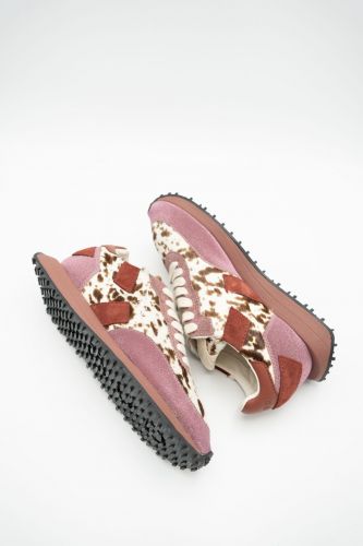 Baskets marsala, imprimé vache et paillettes GHOUD | Marine