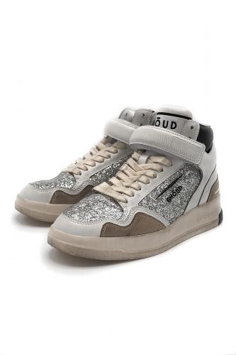 Ghoud basket haut Argent femmes (Tweener haute + glitter silver - TBHW 01 blanc usé/silver) - Marine | Much more than shoes