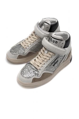 Ghoud basket haut Argent femmes (Tweener haute + glitter silver - TBHW 01 blanc usé/silver) - Marine | Much more than shoes