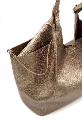 Gianni Chiarini & Marcella Sac cabas Bronze femmes (Iconic grand 2 lanières cuir métalisé di - DUA Grand métalisé) - Marine | Much more than shoes