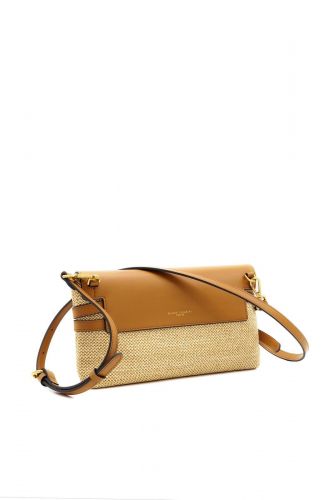 Pochette rafia et cuir camel GIANNI CHIARINI | Marine