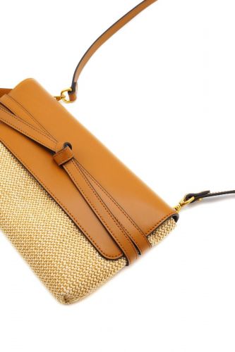 Pochette rafia et cuir camel GIANNI CHIARINI | Marine