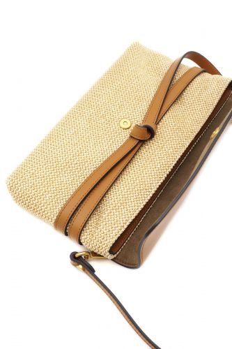 Pochette rafia et cuir camel GIANNI CHIARINI | Marine