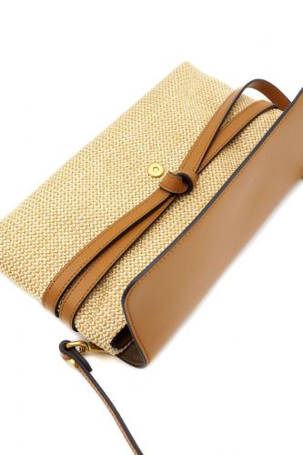 Pochette rafia et cuir camel GIANNI CHIARINI | Marine