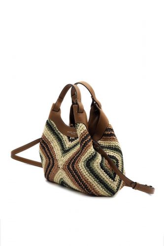 Sac tressé camel, vert & écru GIANNI CHIARINI 1 MARCELLA | Marine
