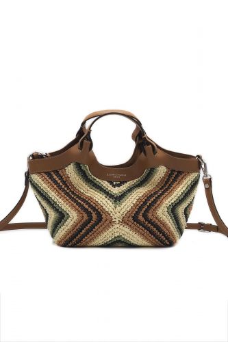 Sac tressé camel, vert & écru GIANNI CHIARINI 1 MARCELLA | Marine