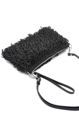 Pochette en raphia tressé noir GIANNI CHIARINI | Marine