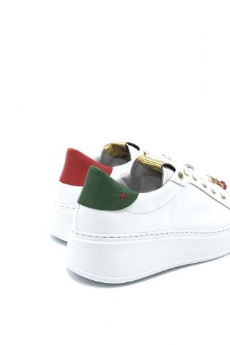GIO+ basket bas Blanc femmes (GIO+-Bicolore dos vert & rouge - 770 Basket blanc + vert & roug) - Marine | Much more than shoes