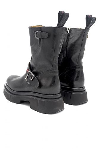 Boots biket en cuir noir GIO+ | Marine